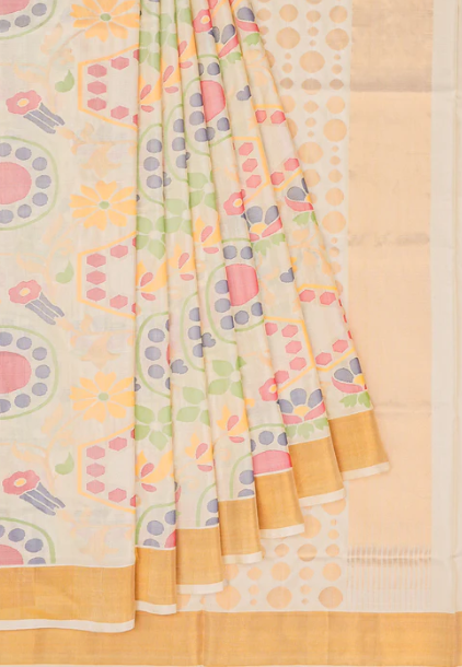 Uppada Jamdhani Saree Cream